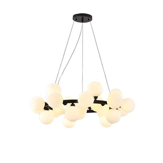 ZOWALA - White Glass Bubble Gold Circle Chandelier Image - 9