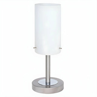 Bedroom Modern White Glass Cylindrical Metal Table Lamp Zawala Image - 15
