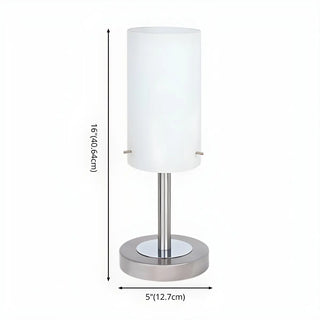 Bedroom Modern White Glass Cylindrical Metal Table Lamp Zawala #size
