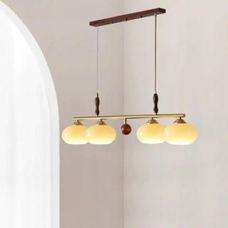 ZOWALA - White Glass Drum Adjustable 4-Light Island Light Image - 1