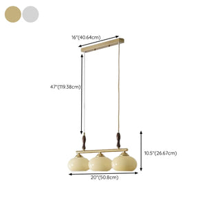 ZOWALA - White Glass Drum Adjustable 4-Light Island Light #size