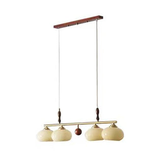 ZOWALA - White Glass Drum Adjustable 4-Light Island Light Image - 11