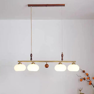 ZOWALA - White Glass Drum Adjustable 4-Light Island Light Image - 5