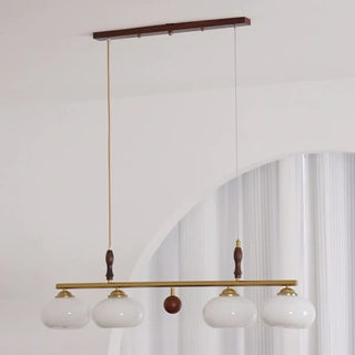 ZOWALA - White Glass Drum Adjustable 4-Light Island Light Image - 6