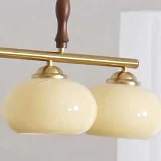 ZOWALA - White Glass Drum Adjustable 4-Light Island Light Image - 7