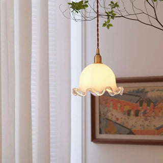 ZOWALA - Nordic Flower Glass Living Room White Pendant Light Image - 1