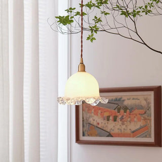 ZOWALA - Nordic Flower Glass Living Room White Pendant Light Image - 2