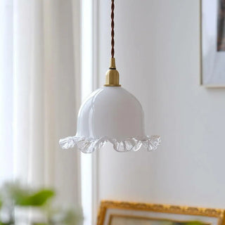 ZOWALA - Nordic Flower Glass Living Room White Pendant Light Image - 3
