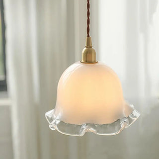 ZOWALA - Nordic Flower Glass Living Room White Pendant Light Image - 4