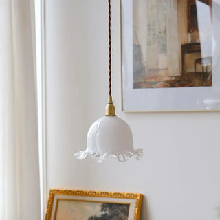 ZOWALA - Nordic Flower Glass Living Room White Pendant Light Image - 5