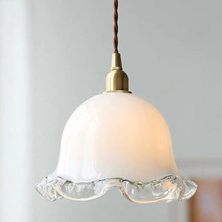 ZOWALA - Nordic Flower Glass Living Room White Pendant Light Image - 7
