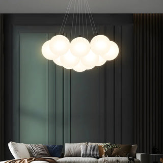 ZOWALA - White Glass Multi-Light Bubble Chandelier Image - 10