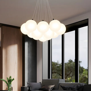 ZOWALA - White Glass Multi-Light Bubble Chandelier Image - 11