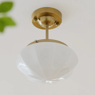 ZOWALA - White Glass Mushroom Semi-Flush Mount Light Image - 10