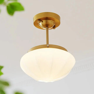 ZOWALA - White Glass Mushroom Semi-Flush Mount Light Image - 11