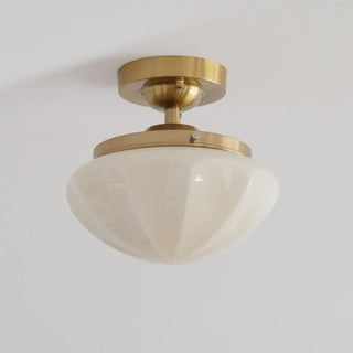 ZOWALA - White Glass Mushroom Semi-Flush Mount Light Image - 16