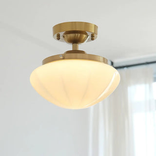 ZOWALA - White Glass Mushroom Semi-Flush Mount Light Image - 2