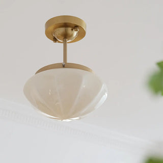 ZOWALA - White Glass Mushroom Semi-Flush Mount Light Image - 22