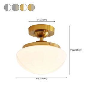 ZOWALA - White Glass Mushroom Semi-Flush Mount Light #size