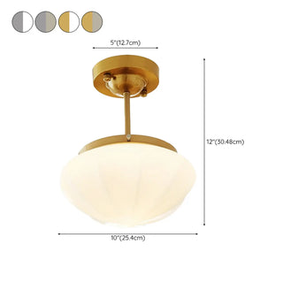 ZOWALA - White Glass Mushroom Semi-Flush Mount Light Image - 25