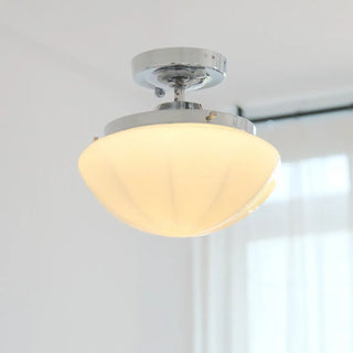 ZOWALA - White Glass Mushroom Semi-Flush Mount Light Image - 4