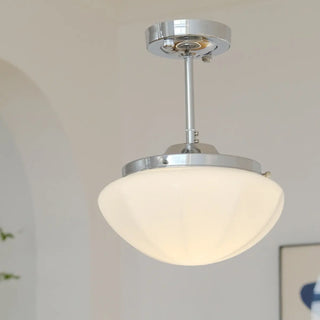 ZOWALA - White Glass Mushroom Semi-Flush Mount Light Image - 5