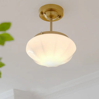 ZOWALA - White Glass Mushroom Semi-Flush Mount Light Image - 6