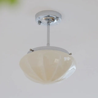 ZOWALA - White Glass Mushroom Semi-Flush Mount Light Image - 9