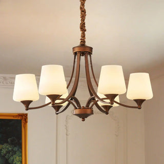 ZOWALA - Goblet Glass Coppery Adjustable Living Room Chandelier Image - 1