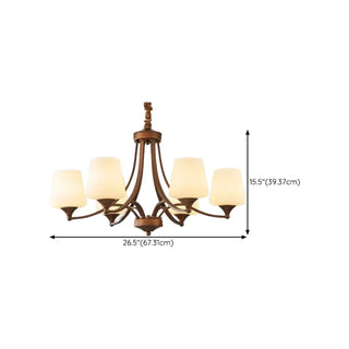 ZOWALA - Goblet Glass Coppery Adjustable Living Room Chandelier Image - 15