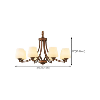 ZOWALA - Goblet Glass Coppery Adjustable Living Room Chandelier Image - 17