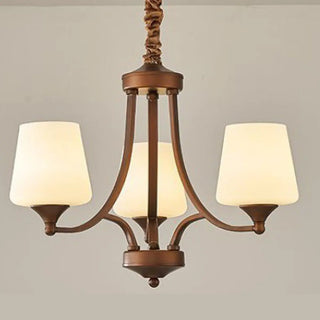 ZOWALA - Goblet Glass Coppery Adjustable Living Room Chandelier Image - 4