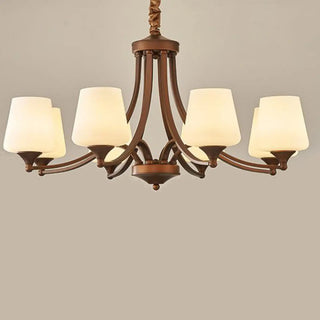 ZOWALA - Goblet Glass Coppery Adjustable Living Room Chandelier Image - 5