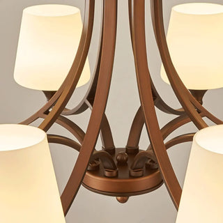 ZOWALA - Goblet Glass Coppery Adjustable Living Room Chandelier Image - 6