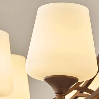 ZOWALA - Goblet Glass Coppery Adjustable Living Room Chandelier Image - 7