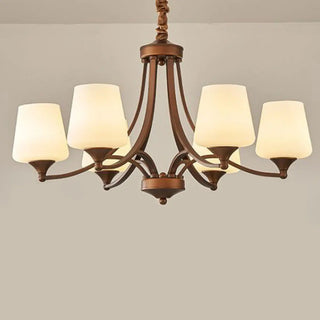 ZOWALA - Goblet Glass Coppery Adjustable Living Room Chandelier Image - 8