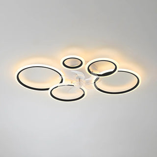 ZOWALA - White Modern Multi-Ring Ceiling Fan with Light Image - 19