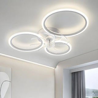 ZOWALA - White Modern Multi-Ring Ceiling Fan with Light Image - 1