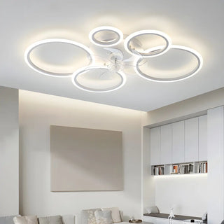 ZOWALA - White Modern Multi-Ring Ceiling Fan with Light Image - 25