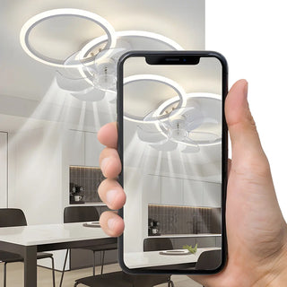 ZOWALA - White Modern Multi-Ring Ceiling Fan with Light Image - 29