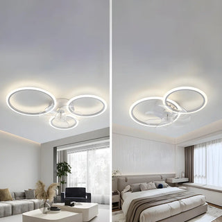 ZOWALA - White Modern Multi-Ring Ceiling Fan with Light Image - 2