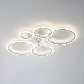 ZOWALA - White Modern Multi-Ring Ceiling Fan with Light Image - 32