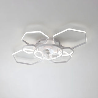 ZOWALA - White Modern Multi-Ring Ceiling Fan with Light Image - 33