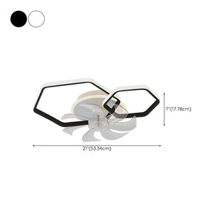 ZOWALA - White Modern Multi-Ring Ceiling Fan with Light #size