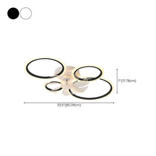 ZOWALA - White Modern Multi-Ring Ceiling Fan with Light Image - 37