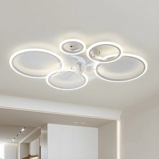 ZOWALA - White Modern Multi-Ring Ceiling Fan with Light Image - 3