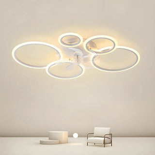 ZOWALA - White Modern Multi-Ring Ceiling Fan with Light Image - 4