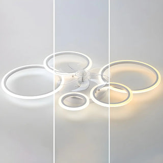 ZOWALA - White Modern Multi-Ring Ceiling Fan with Light Image - 8