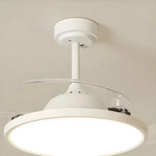 Simple White Round Modern Ceiling Fan with LED Light Zawala Image - 12