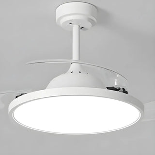 Simple White Round Modern Ceiling Fan with LED Light Zawala Image - 13
